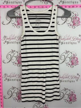 GAP tank top shirt navy Black and White Striped Ribbed Tank Top